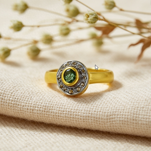 Art Palace 9K <b>Gold</b> Plated Emerald <b>Ring</b> Vintage Style Women's Engagement Gemstone Jewelry - Product Image 1