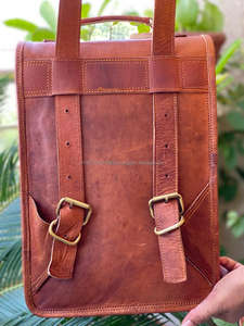 Nueva Mochila De cuero marrón de cabra auténtica de aspecto Vintage, mochila de viaje de cuero de oficina, bolsa de viaje de gran capacidad para hombres y mujeres - Product Image 6