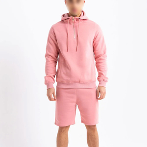 Prix de gros, vêtements pour hommes sur mesure, 100% coton, couleur rose, ensemble sweat-shirt et short pour hommes, ensemble deux pièces - Product Image 1