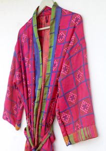 Kimono indio de mezcla de seda Poli, kimono bohemio de talla grande, bata de Kimono de seda para mujer - Product Image 3