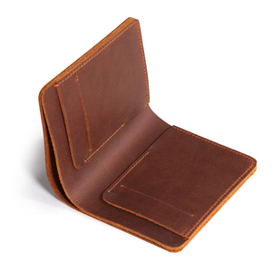 Porte-cartes en cuir véritable pour hommes et femmes, portefeuille fin, étui à cartes de poche, porte-cartes d'identité en cuir fait à la main - Product Image 1