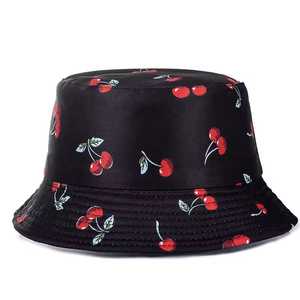 Chapeau Bob Unisexe à Imprimé Cerises en Popeline de Polyester, Décontracté, Printemps-Été, Mode Adulte - Product Image 1