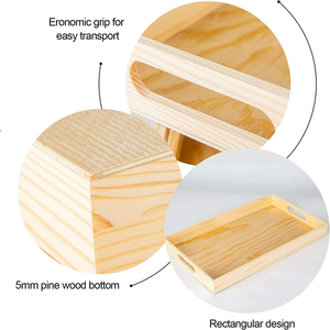 Plateaux de rangement en bois de pin poli de haute qualité, personnalisables, pour cuisine moderne, vaisselle, salon, usage domestique, à un seul niveau, vente en gros - Product Image 3