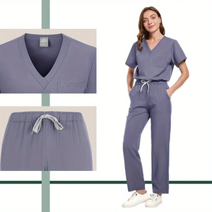 Nuevo Estilo de Uniformes Médicos para Mujer, Conjuntos de Uniformes de Enfermería Transpirables y Cómodos de Lona, Personalizables con Detección de Agujas - Product Image 6