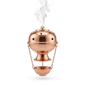 Brûleur d'encens artisanal en laiton avec poignée en bois, brûleur de charbon Bakhoor, brûleur d'Oud, encensoir, décoration d'intérieur, cadeau OEM ODM - Product Image 1