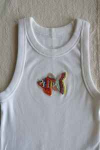 Camiseta de algodón acanalado blanco de primera calidad con apliques artesanales de vida marina tropical y flores para mujer, ropa de boutique. - Product Image 5