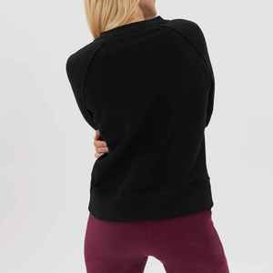 Sudadera Negra de Cuello Redondo para Mujer, Corte Regular, Tejido de Algodón/Fibra de Bambú, Transpirable, con Bordado de Cristal, para Otoño - Product Image 2