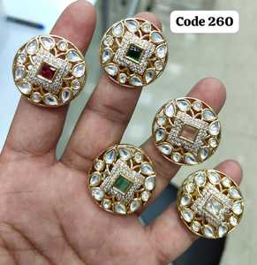 Luxury Round Kundan Cocktail <b>Ring</b> for Women | Gold Plated CZ Diamond Statement <b>Ring</b> | Square Center Stone <b>Adjustable</b> Party - Product Image 1