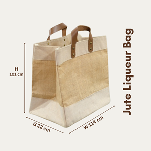 Bolsa de Yute Ecológica Premium para Licores con Asas de Cuero para Venta al por Menor y Empaque de Regalos - Product Image 2