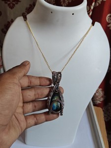 Handmade Wire Wrapped Natural Stone Pendant Necklace <b>Copper</b> Alloy Vintage Charm Antique Bronze Plated Box <b>Chain</b> Unisex Jewelry - Product Image 3