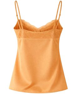Peach Satin Camisole Shorts Set Women Sleepwear <b>Lace</b> Trim Spaghetti Strap Soft Breathable Summer Nightwear Pajama Set Lounge - Product Image 4