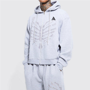Survêtement d'hiver pour homme de haute qualité, effet usé, grande taille, imprimé, 100% coton, design 2 en 1, en stock - Product Image 3