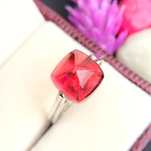 Natural Tourmaline Religious Engagement <b>Ring</b> 925 Sterling Silver 14K Gold Plated 10mm Sugarloaf Pink Tourmaline IGI Certified - Product Image 2