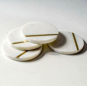 Premium quality marble <b>drink</b> <b>coasters</b> for home bar and office use with slip-resistant backing and durable surface - Product Image 1