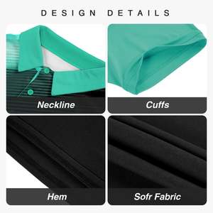 Camisas de Golf de Manga Corta para Hombre, con Botones, Estampado Geométrico por Transferencia de Calor, Tejido Transpirable de Poliéster/Algodón - Product Image 2