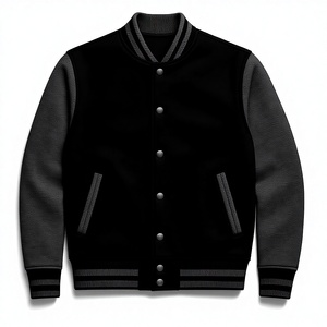 OEM Custom Embroidered Men's Varsity Jacket Stand Collar <b>Wool</b>/Polyester Casual Winter 100% Cotton Shell Material - Product Image 2