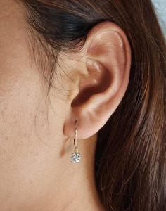 1 Ct 14K Gold Lab Grown Diamond Round Brilliant Cut Dangle Earrings Christian Luxury Fine Jewelry <b>Gift</b> for Women Party - Product Image 5