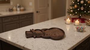 Plateau de Noël moderne, plateau de Noël minimaliste, plateau de Noël de luxe, plateau en bois haut de gamme, plateau en bois pour les fêtes, plateau en bois festif - Product Image 5