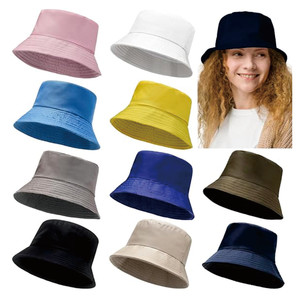Unisex Solid Color 100% Cotton Canvas Bucket Hats 56-58CM Casual Four Seasons Adult Fishing Ski Party Hat - Product Image 5