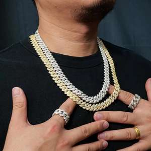 Collar de Cadena Cubana Shrilike Jewel de Lujo, Plata 925, Chapado en Oro de 18K, Diamantes con Corte Cojín, 2mm-6.5mm, para Hombre, Certificado IGI, Uso Diario - Product Image 1
