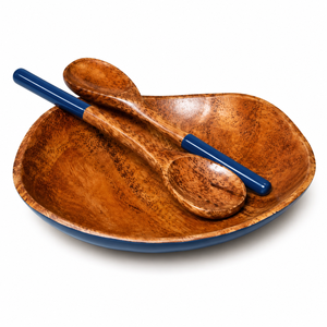 Tazón de Ensalada Artesanal de Madera de Mango Esmaltada, Tazón de Madera Hecho a Mano, Apto para Alimentos, para Ensaladas, Frutas, Bocadillos, Decoración de Mesa de Cocina y Comedor - Product Image 1