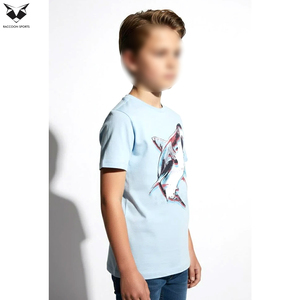 T-shirts pour garçons de couleur unie, 100% coton respirant, col rond, t-shirts basiques pour enfants, logo personnalisé, vêtements d'été pour garçons - Product Image 3