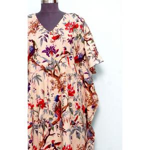 Vestido Maxi Floral para Mujer, Elegante y Casual, Cuello en V, Estilo Kaftan, Holgado, Largo, de Algodón, para Primavera/Verano, Gran Venta - Product Image 2