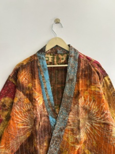 Vintage Kantha Quilted Jacket Tie Dye Handmade Boho Short Kimono Jacket - Product Image 3