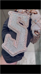 Pendentif personnalisé en argent 925 avec initiale lettre hip-hop sertie de moissanite et diamants, bijoux fins - Product Image 4