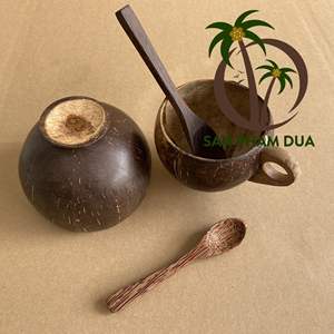 Juego de Taza y Cuchara Hechos a Mano con Cáscara de Coco |   Vajilla Ecológica Sostenible |   Suministro al por Mayor de Fábrica - Product Image 3