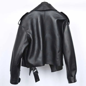 Chaqueta de cuero para mujer, moderna, de piel de cordero auténtica, estilo vintage, chaqueta de cuero genuino de vaca para mujer, transpirable - Product Image 4