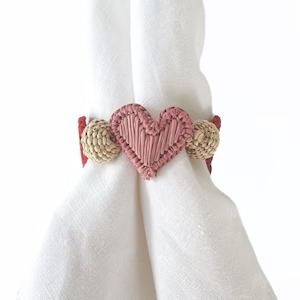 Hermoso Anillo para Servilletas en Forma de Corazón de Ratán Rosa para Eventos, Fiestas, Regalos, Decoración del Hogar, Bodas y Ocasiones Especiales - Product Image 3