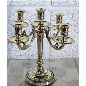 Candélabre en laiton indien pour mariage, centre de table, finition argentée, porte-bougie en métal - Product Image 1