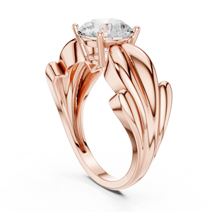 Anillo de Diamantes de Corte Redondo con Diseño de Lazo en Oro Rosa, Elegante Anillo de Compromiso y Boda para Mujer - Product Image 3