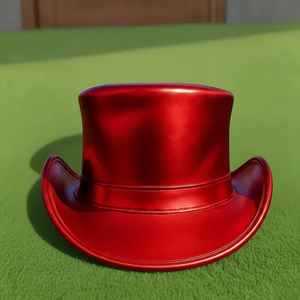 Premium quality custom made Handmade Genuine <b>Red</b> Metallic Leather <b>Top</b> Hat Victorian Steampunk Hat for Men & Women - Product Image 1