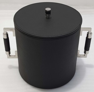 Cubo para hielo de cuero sintético negro - Product Image 1