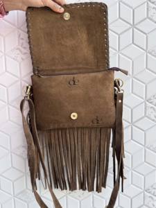 Bolso con flecos de piel de vaca auténtica, bolso con bandolera de piedra turquesa, bolso de estilo occidental hecho a mano Vintage bohemio gitano, bolsos elegantes multiusos - Product Image 4