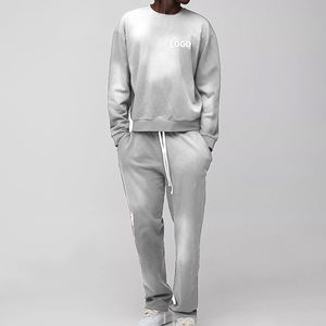 Ensemble sweat-shirt et pantalon de survêtement d'hiver personnalisé pour homme, en coton lourd 100%, streetwear, survêtement technique en molleton, 2 pièces unisexe - Product Image 4
