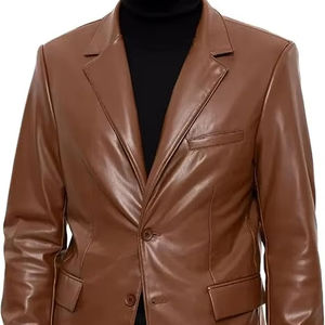 Abrigo de cuero de diseñador al por mayor para hombre, nuevo abrigo de cuero genuino para mujer, estilo casual, temperamento elegante, traje de cuero fino de longitud media para otoño - Product Image 1