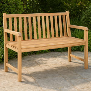 Banc de jardin en bois massif de qualité supérieure avec dossier et accoudoirs à lattes pour terrasse, pelouse, balcon et parc - Product Image 4