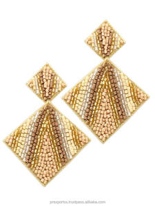 Pendientes de Aro Geométricos con Cuentas, Coloridos, de Cristal, Hechos a Mano, Estilo Bohemio, para Fiesta, Lindos, Unisex, al por Mayor - Product Image 2