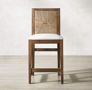 Silla de Comedor de Madera de Roble Macizo con Tejido de Seagrass Natural, Taburete Tapizado para Suministro de Muebles de Hotel - Product Image 2