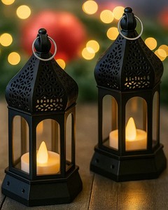 Farol Decorativo de Metal con Diseño de Hojas, Portavelas con Brillo Cálido para Sala de Estar, Balcón, Jardín, Decoración del Hogar - Product Image 5