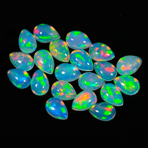 Opale blanche naturelle d'Éthiopie, cabochon en forme de poire, pierre précieuse en vrac 4x6mm, opale de feu arc-en-ciel Welo pour la fabrication de bijoux, vente en gros - Product Image 4
