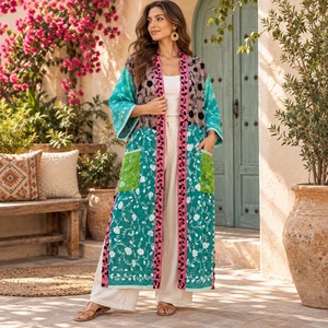 Kimono Largo Vintage para Mujer, con Bordado Floral, de Georgette, Estilo Phulkari, Informal, de Verano, Talla Grande, de Secado Rápido, para Regalo - Product Image 6