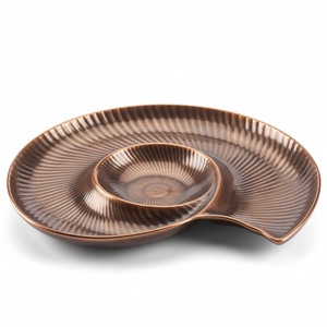 Plateau à chips et à sauce en métal de forme irrégulière, fait main, pour la maison, les hôtels, la table à manger, les fêtes, les apéritifs et les collations, les nachos et la sauce - Product Image 5