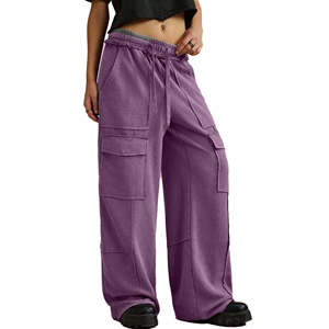 <b>Women's</b> High Waist Jogger <b>Leggings</b> Full Length Solid Color Stretch Knitted Pants With Pockets All Seasons Wear - Product Image 5