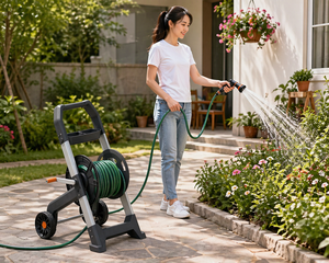 Carrete de manguera de aluminio de 200 pies, fácil de usar, portátil, con ruedas para jardín, granja, césped, garaje, Vietnam ODGGAD001 - Product Image 1