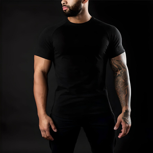 T-shirt à manches courtes pour homme, coupe slim, couleur unie, coton respirant, tissu jersey décontracté, blanc - Product Image 3