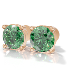 Heerani Jewels Lab Grown Round Emerald Prong <b>Set</b> 925 Sterling <b>Silver</b> Classic <b>Stud</b> Vermeil Rose Gold Unisex <b>Earrings</b> 1.9g - Product Image 1